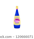 Vector illustration of a champagne bottle with a cork and a label on a white background 120666071