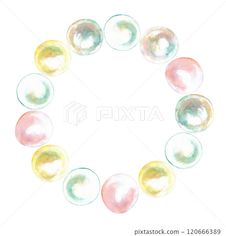 Pearl beads on the neck, bracelet hand-painted in watercolor. Necklace with precious pearls are strung in round shape. Illustration drawn of mother-of-pearl sea pearls from different colors. Can be Pearl beads on the neck, bracelet hand-painted in watercolor. Necklace with precious pearls are strung in round shape. Illustration drawn of mother-of-pearl sea pearls from different colors. Can be 120666389