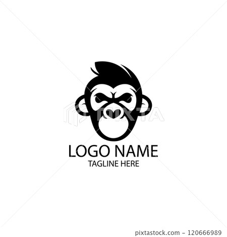 monkey face character logo design vector 120666989