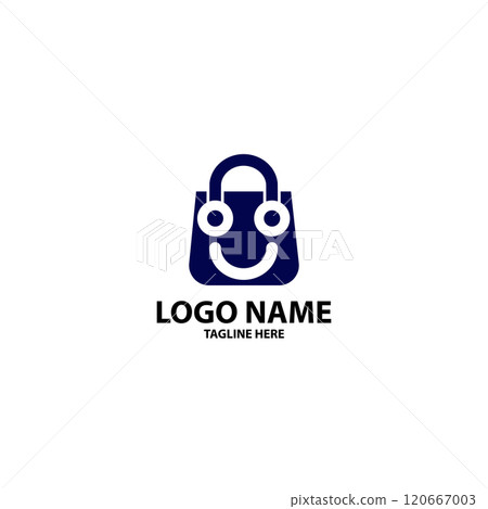 smile shopping bag logo design vector 120667003