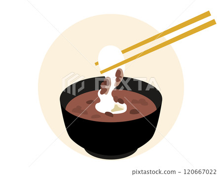 豆沙年糕和用筷子夾起年糕的插圖 豆沙年糕和用筷子夾起年糕的插圖 120667022