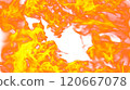 3d illustration. Tongues of flame from four sides on a white background.  120667078