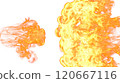 3d illustration. Tongues of flame from two sides on a white background.  120667116