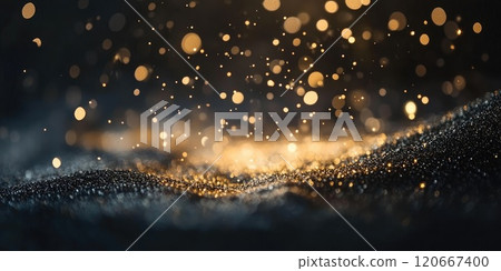 Elegant dark matte background with subtle golden sparkles for festive designs 120667400