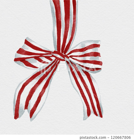 Red and white bow in watercolor. Watercolor bow isolated on white background. Red and white bow in watercolor. Watercolor bow isolated on white background. 120667806