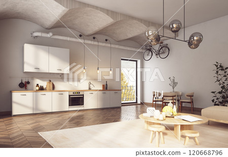 Modern minimalist interior 120668796
