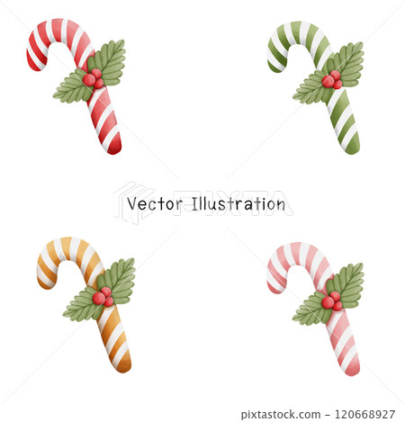 Candy Cane Christmas Watercolor - Festive Holiday Art and Seasonal Decoration 120668927