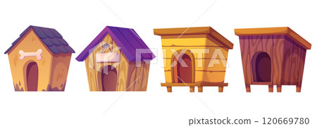 Dog houses set isolated on white background Dog houses set isolated on white background 120669780