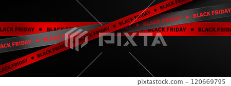 Diagonal Black Friday crimson red and dark ribbons 120669795
