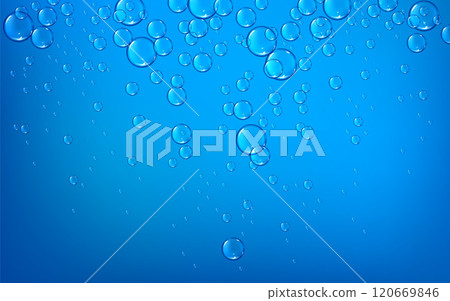 Fizzy bubbles rise in blue water. Fizzy bubbles rise in blue water. 120669846