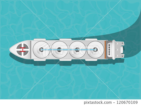 Aerial view LNG ship with storage tank. 120670109