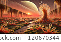 alien world, alien life flora and fauna 120670344