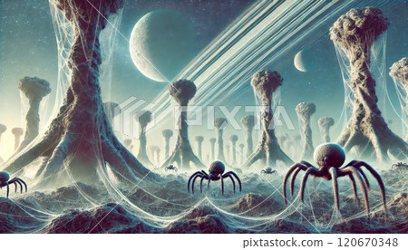 alien world, alien life flora and fauna 120670348