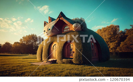 貓形房子(AI 生成圖像) 貓形房子(AI 生成圖像) 120670394
