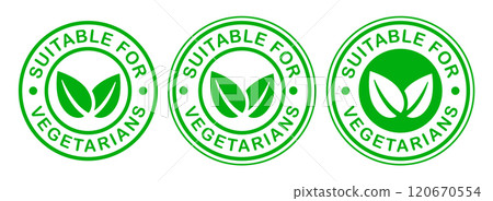 Organic 100% vegan product design template icon symbol. Suitable for vegetarian green leaves logo symbol. Vector illustration icon sign. Isolated on white background 120670554
