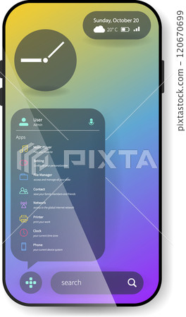 Gradient Mobile UI Design with Personalized Dashboard and App Menu 120670699