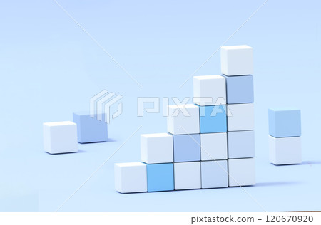 3D staircase made of white and blue blocks background 3D staircase made of white and blue blocks background 120670920