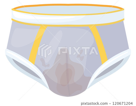 Dirty male underpants. Stinky wet clothes icon 120671204