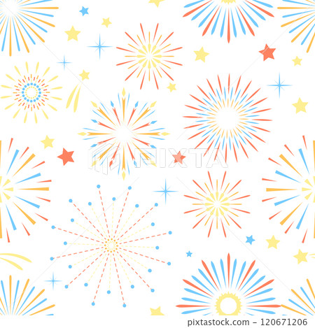Fireworks pattern. Festival color sparks seamless print 120671206