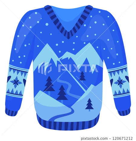 Cozy blue pullover cartoon icon. Warm sweater Cozy blue pullover cartoon icon. Warm sweater 120671212