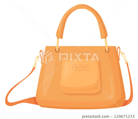 Classic leather bag cartoon icon. Elegant purse Classic leather bag cartoon icon. Elegant purse 120671233