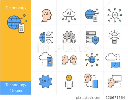 Icons Set Technology icon colorful icons set, Vector and Illustration 120671564