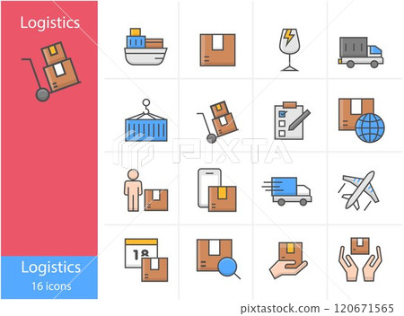 Icons Set Logistics icon colorful icons set, Vector and Illustration 120671565