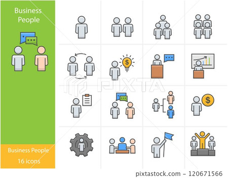 Icons Set Business People icon colorful icons set, Vector and Illustration 120671566