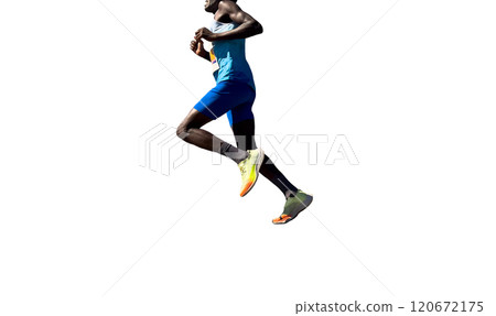 male rwandan runner running marathon isolated on white background male rwandan runner running marathon isolated on white background 120672175