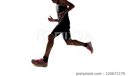 male runner running marathon race isolated on white background 120672179