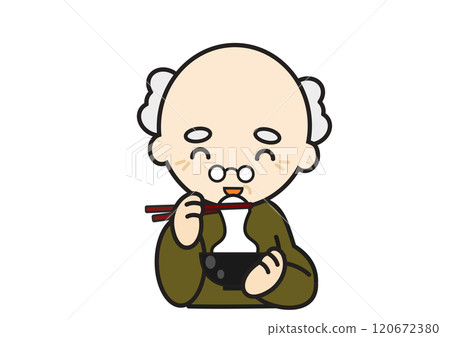 Grandfather eating rice cake 120672380