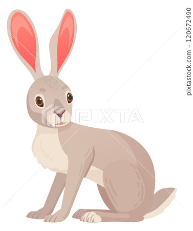 Cartoon hare character. Cute baby rabbit animal Cartoon hare character. Cute baby rabbit animal 120672490