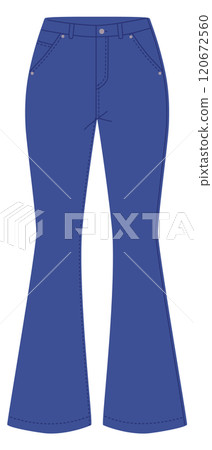 Flared jeans. Fashion clothes model cartoon icon 120672560
