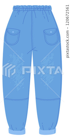 Loose jeans. Baggy fashion cartoon clothes icon 120672561