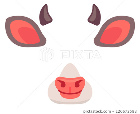 Cow photo filter. Animal ears and nose effect 120672588