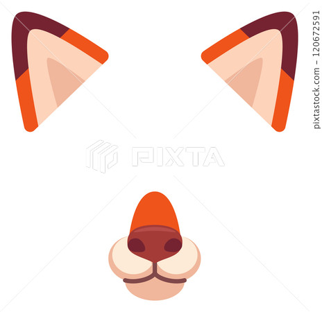 Fox nose and ears. Photo filter cartoon animal Fox nose and ears. Photo filter cartoon animal 120672591
