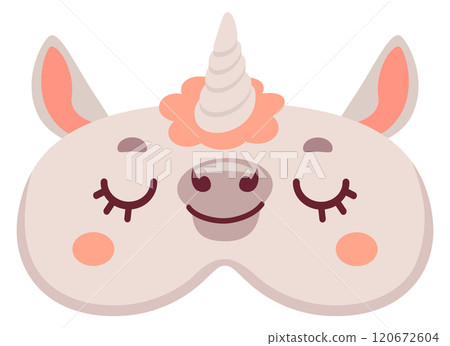 Unicorn sleeping mask. Cartoon dream textile animal 120672604
