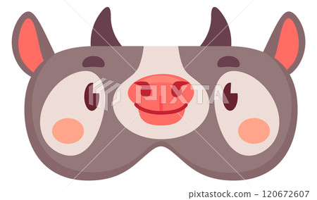 Cow sleeping mask cartoon icon. Dream mascot 120672607