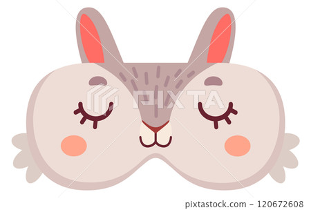 Bunny mask. Cartoon sleeping accessory with animal face 120672608