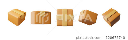 3D closed carton packaging box set isolated 3D closed carton packaging box set isolated 120672740