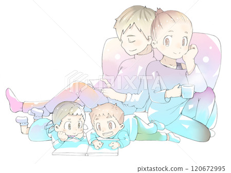 放鬆的年輕家庭 放鬆的年輕家庭 120672995