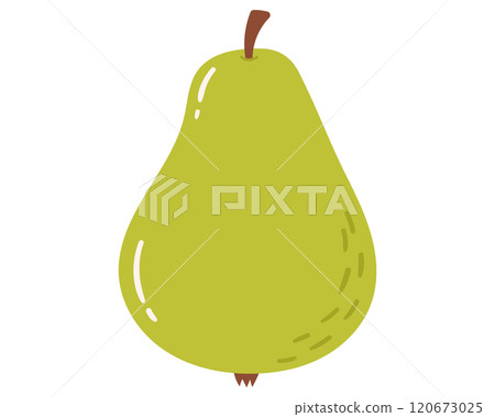 Fruit pear in cartoon hand drawn simple style. Editable variable color 120673025
