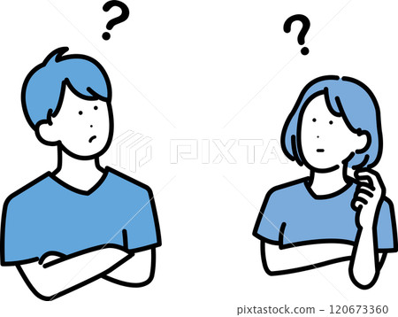 Hatena, a set of illustrations of a doctor and a female doctor wondering Hatena, a set of illustrations of a doctor and a female doctor wondering 120673360