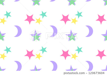 Pastel Star and Moon Pattern 120673604