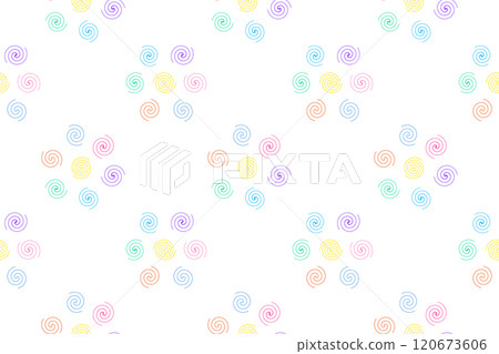 Colorful Spiral Floral Pattern on White Background Colorful Spiral Floral Pattern on White Background 120673606