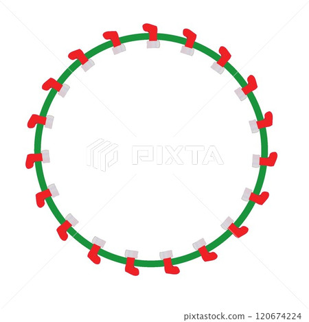 聖誕老人靴子圓形裝飾框架圖 120674224