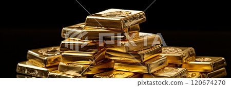 Stack of gold bars, symbolizing financial success and wealth, ideal for investment themes 120674270