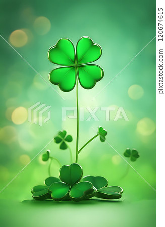 Clover leaf in lens flare for background and St. Patrick's Day background. 120674615
