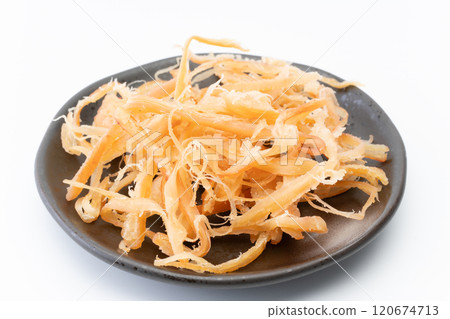 Squid with skin on a plate 120674713