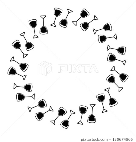 Shot glasses Black and white Circle Frame border in trendy minimalistic. World Cocktail Day Template Shot glasses Black and white Circle Frame border in trendy minimalistic. World Cocktail Day Template 120674866